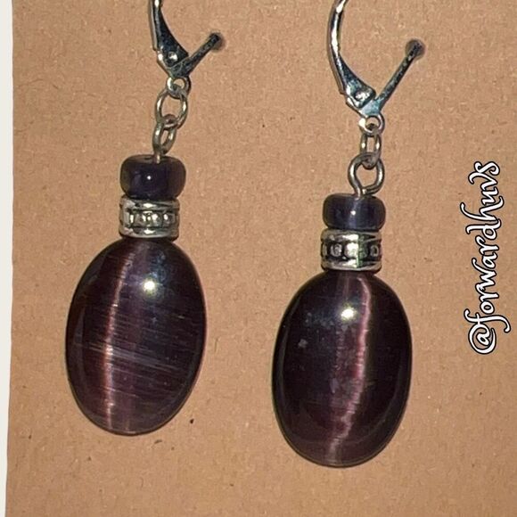 Deep Purple Shimmering Dangle Earrings - Picture 7 of 8